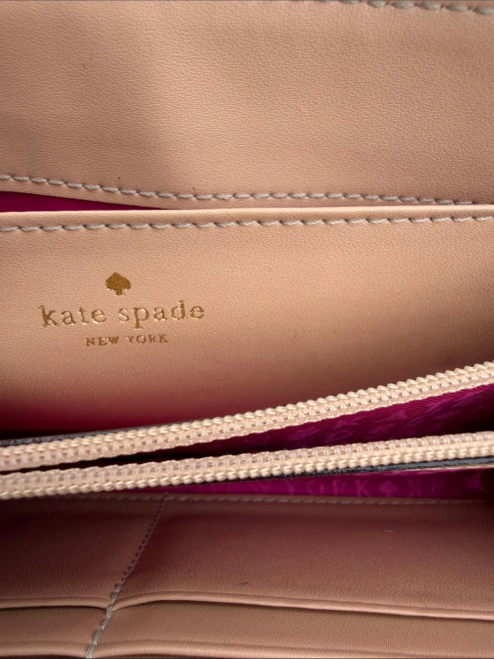 kate spade Black Leather Zip Wristlet with Gold Logo